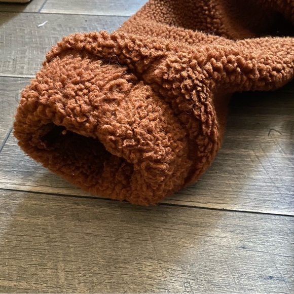 Princess Polly || Oversized Rust Teddy Sherpa Fleece Jacket Size S/M - Picture 3 of 13